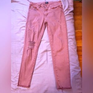 Women's Just Black Distressed Pink Jeans